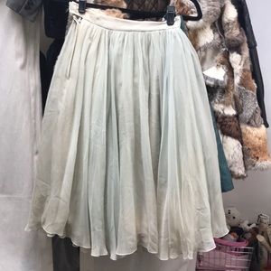 Vintage silk chiffon sage green swing skirt 25